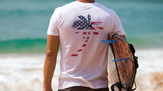 Stars and Stripes Red Beach Nation Palm T-Shirt
