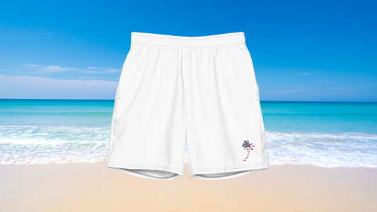 Stars and Stripes Red Beach Nation Palm Board Shorts - White